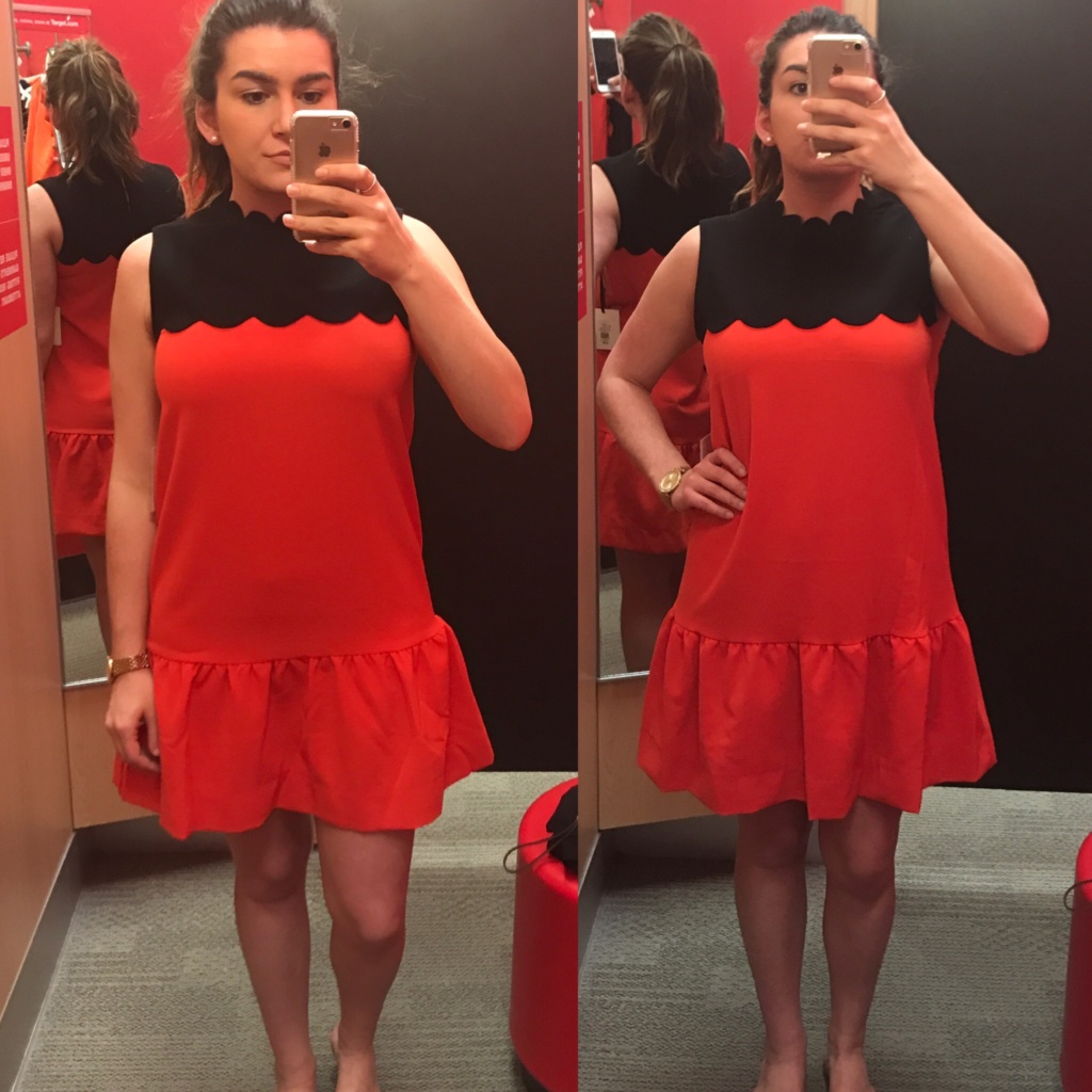 Victoria Beckham x Target | Orange Drop Waist Scallop Trim Dress