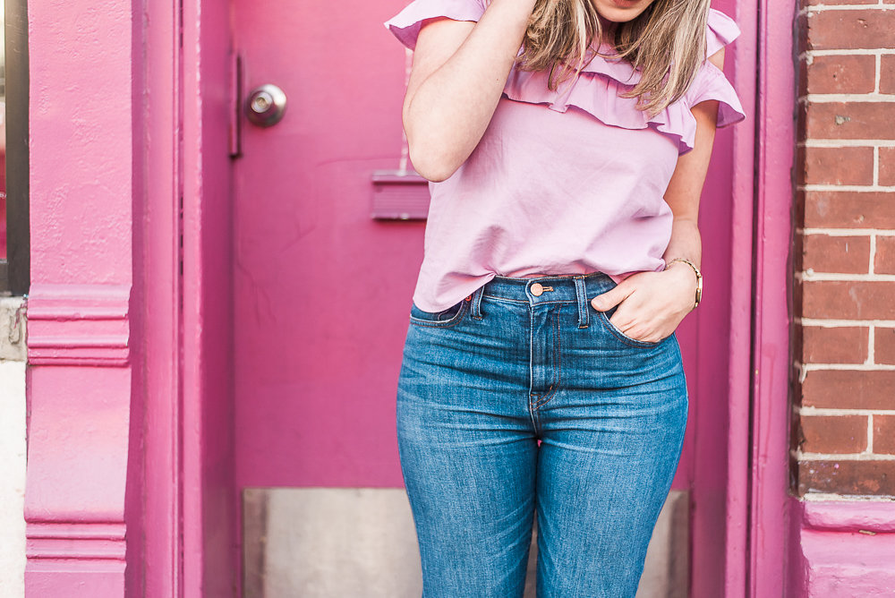 zara pink ruffle top | summer style | pink door