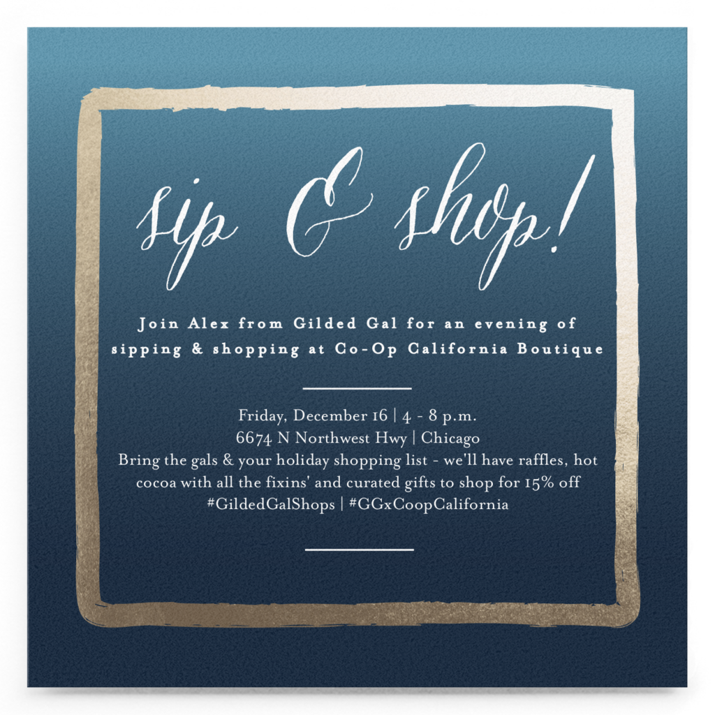 sip & shop with Gilded Gal & Co-op California Boutique | Holiday shopping in Chicago