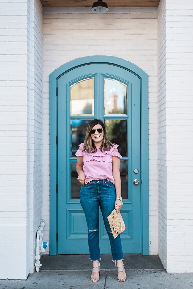 zara pink ruffle top | summer style | blue door